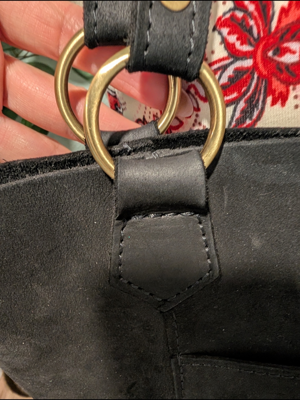 (Portland Leather) Brushed Leather black Tote Bag with Exterior Pocket - Picture 4 of 5